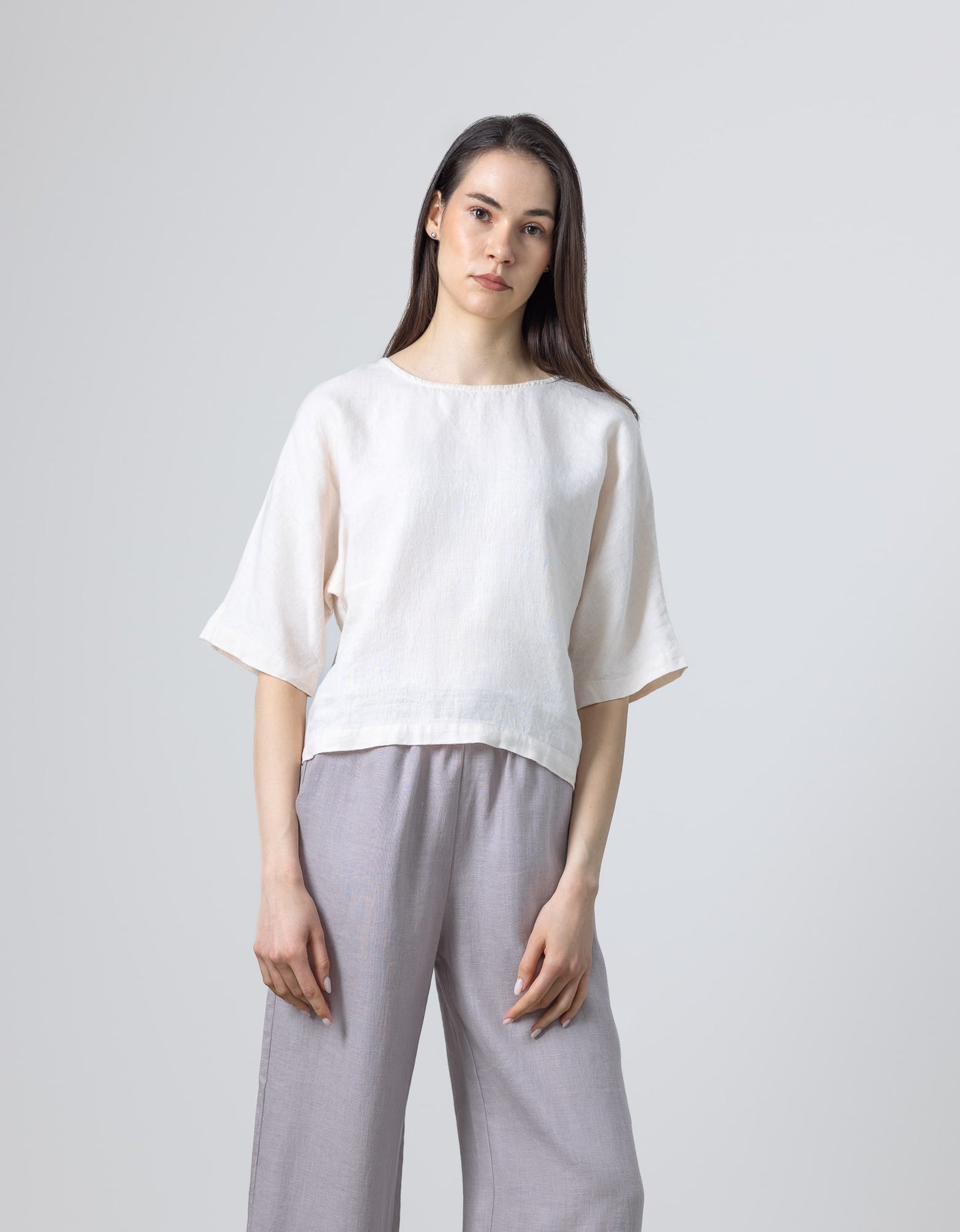 Lightweight linen crop top for women, classic white linen clothing piece for summer wardrobe