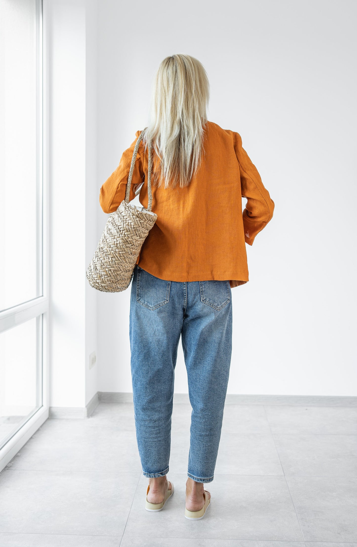 Linen jacket orange