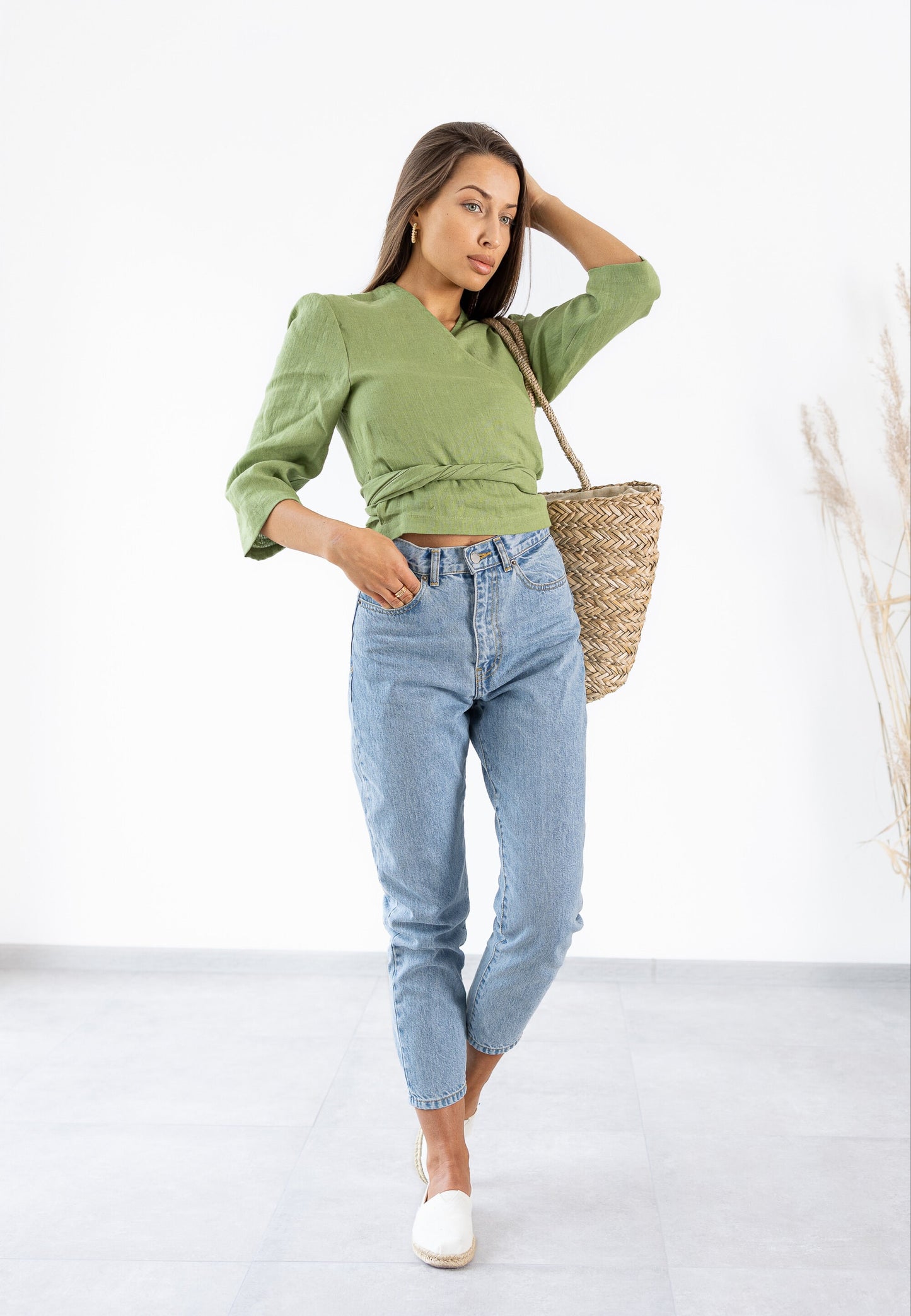 wrap top womens green