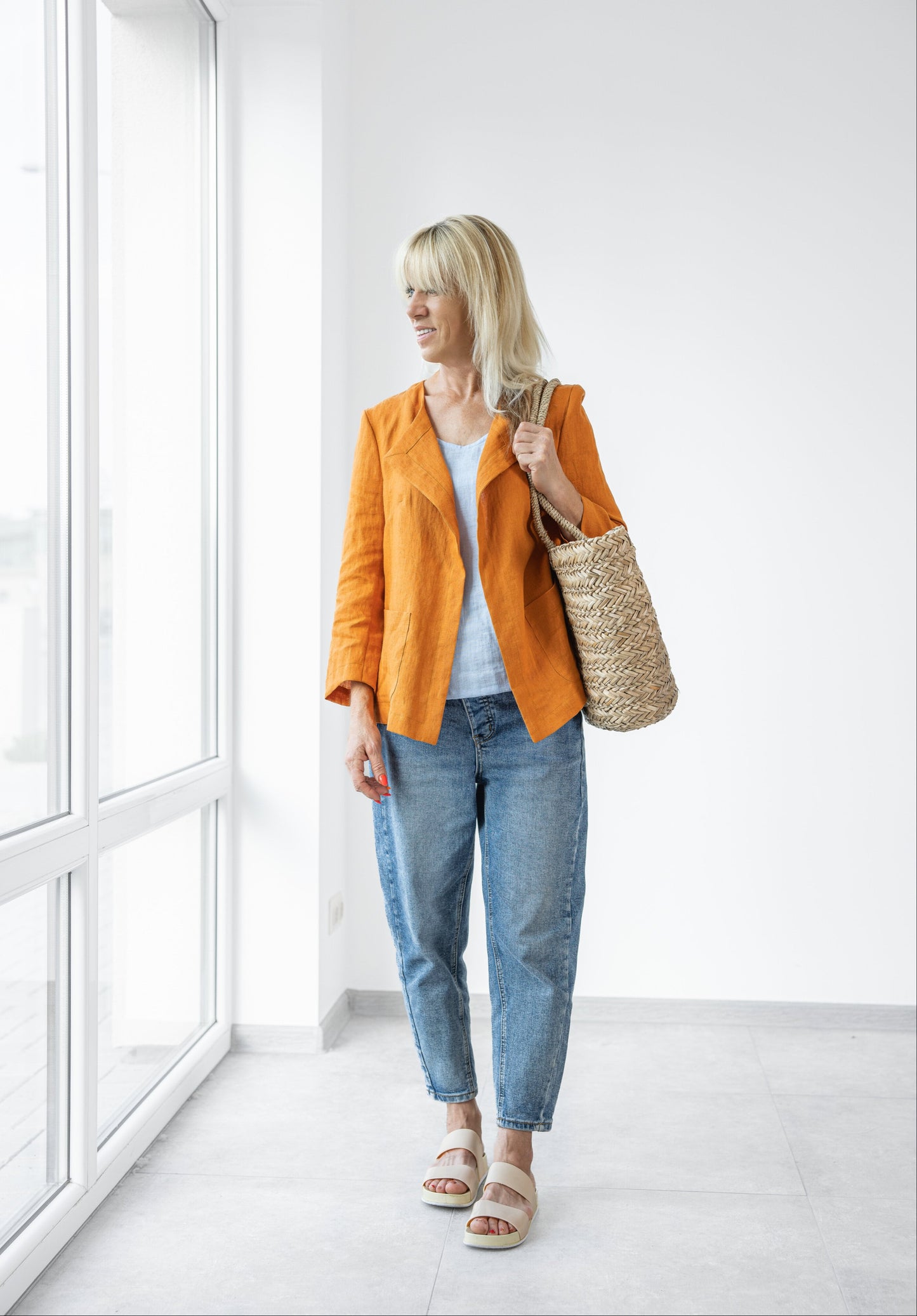 Orange Linen blazer