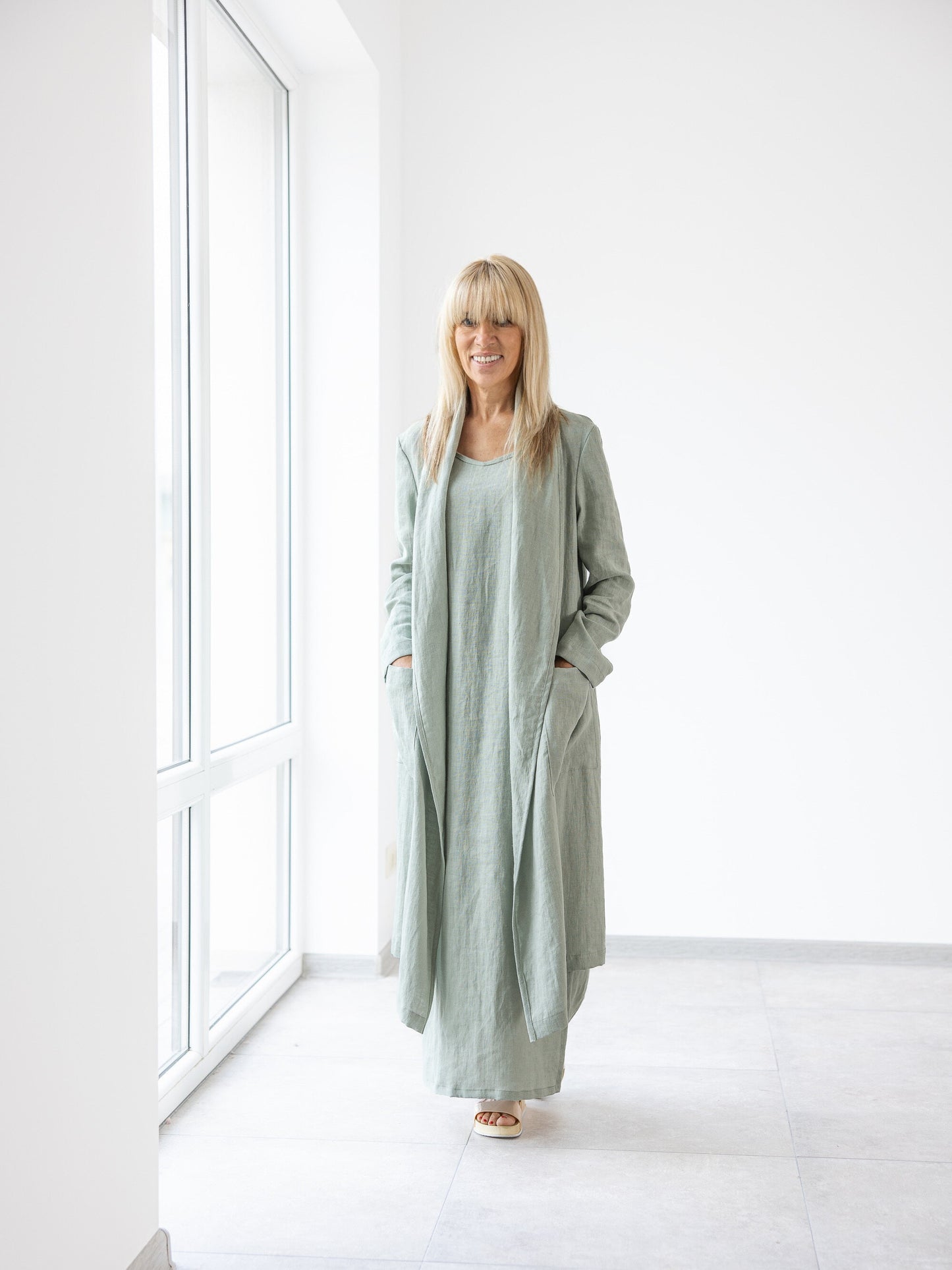 Maxi linen coat