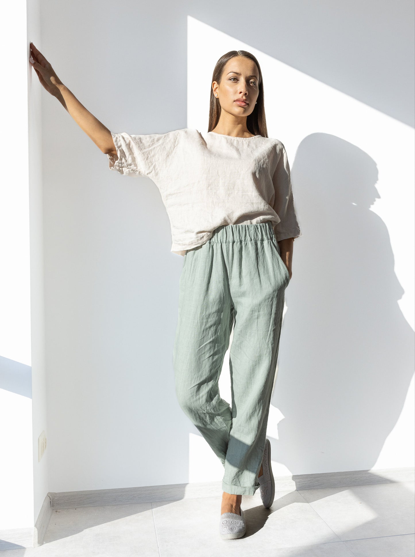 High waisted linen pants