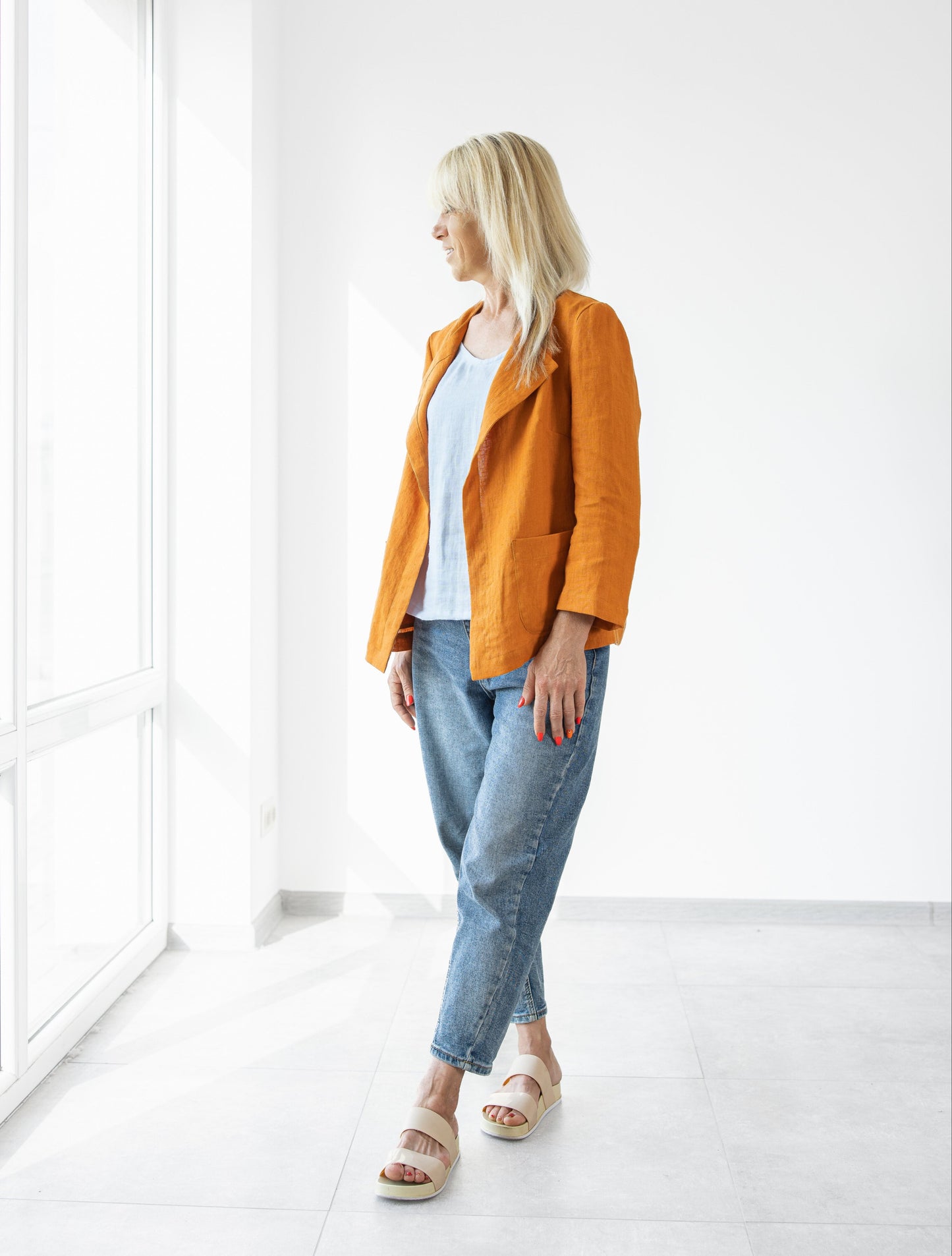 Linen Cardigan Orange