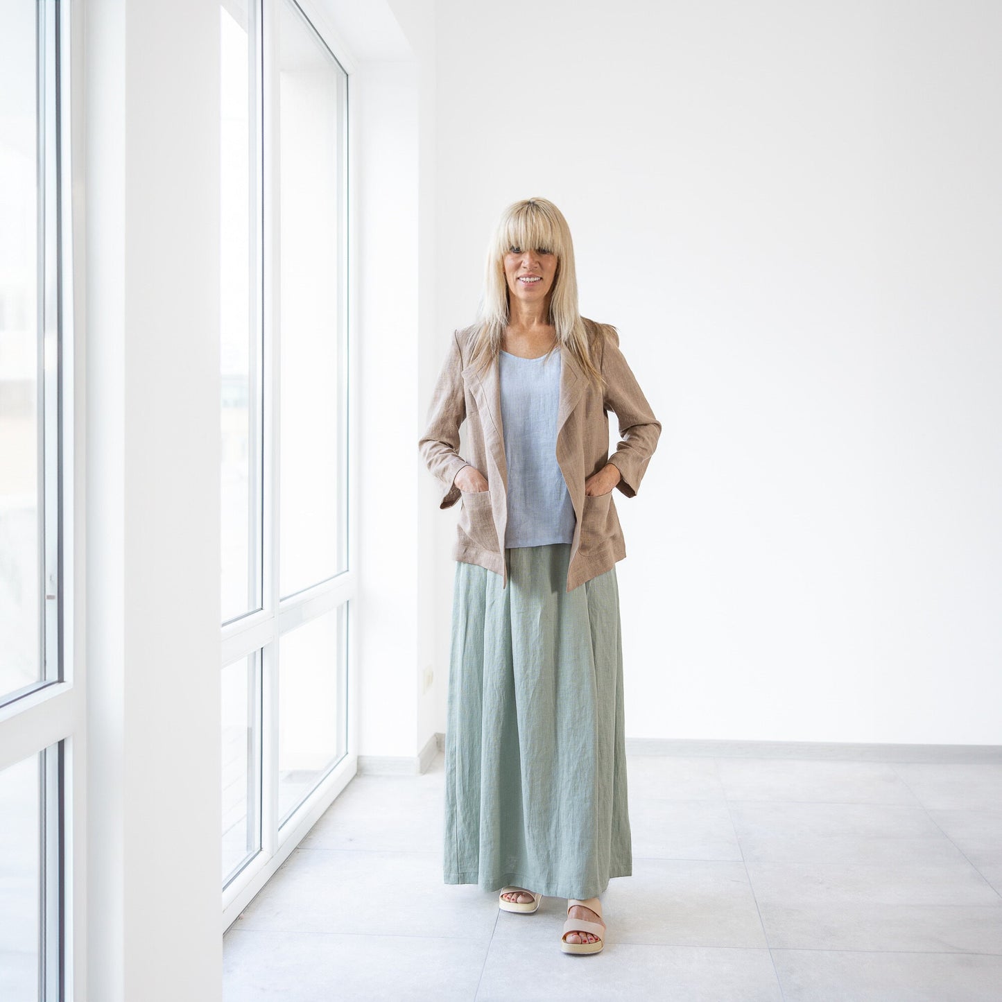Open front Linen cardigan for women