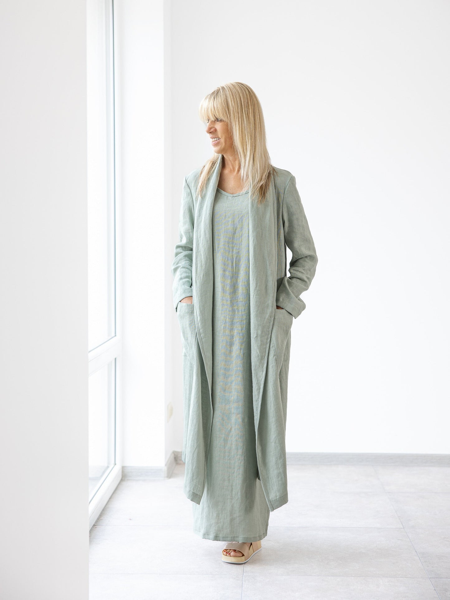 Long linen cardigan