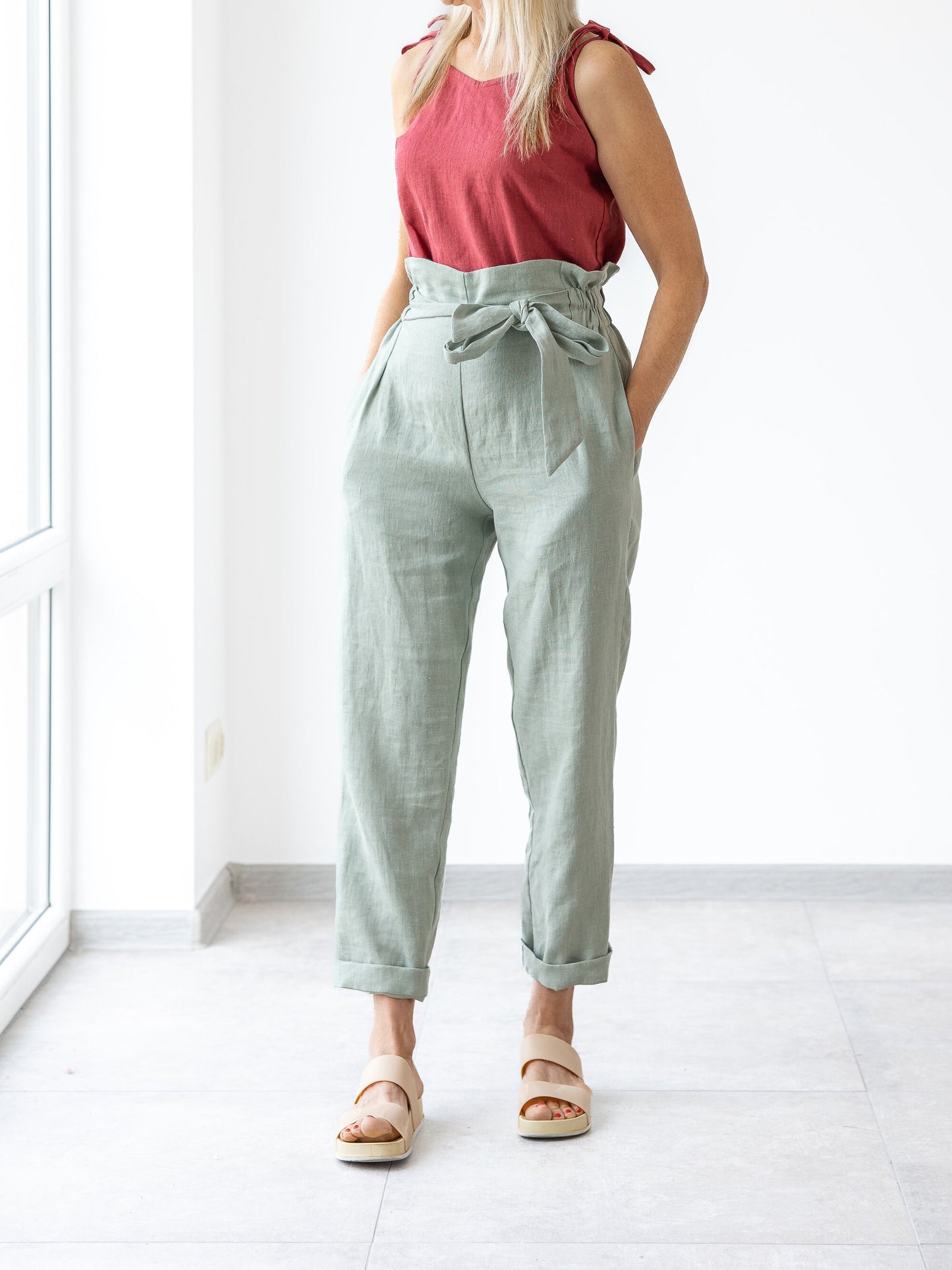 High waisted linen pants