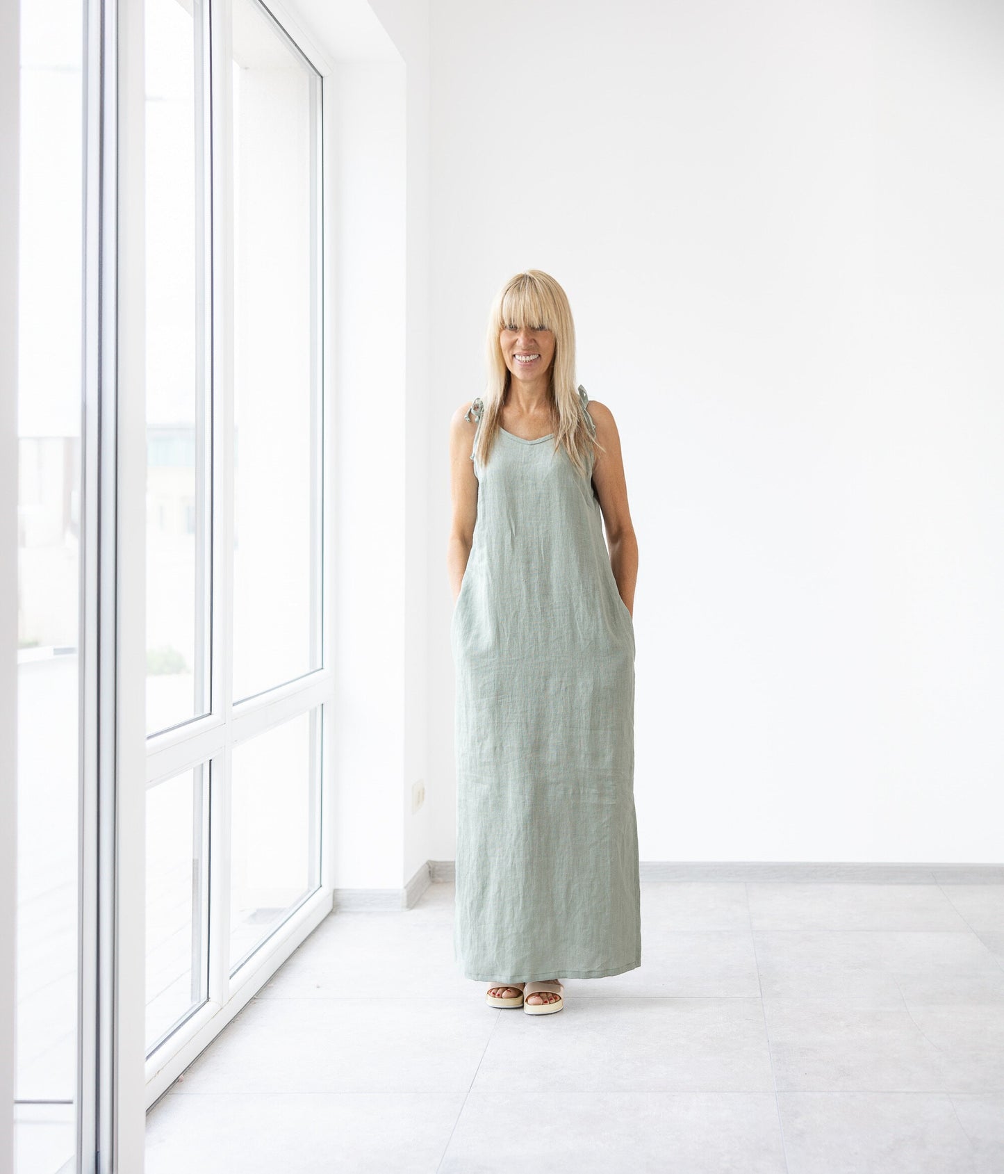 Women maxi linen dress