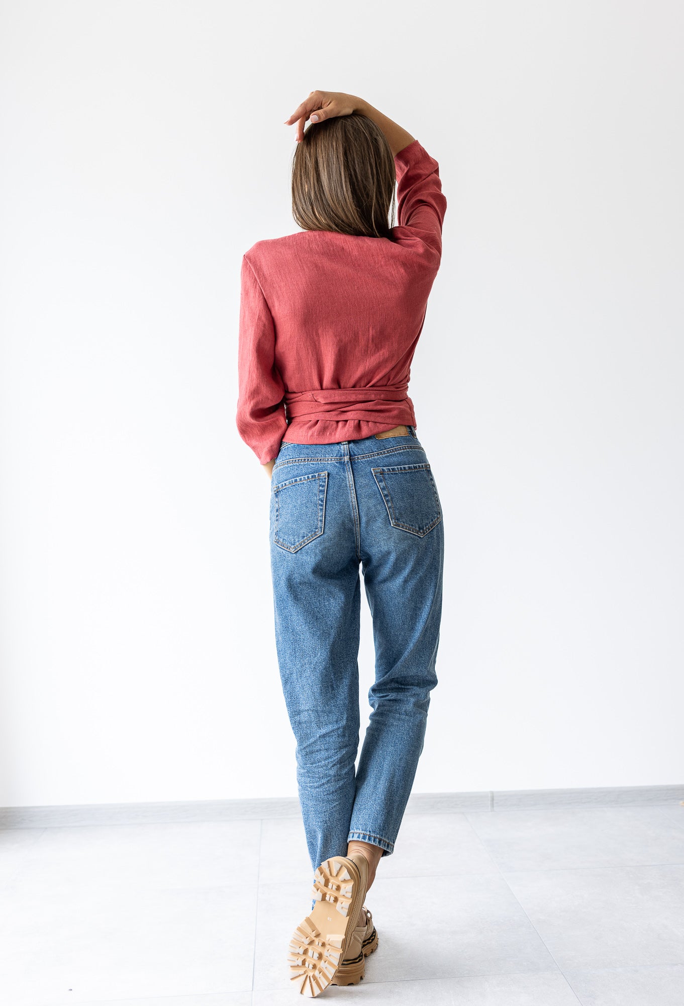 Linen blouse red