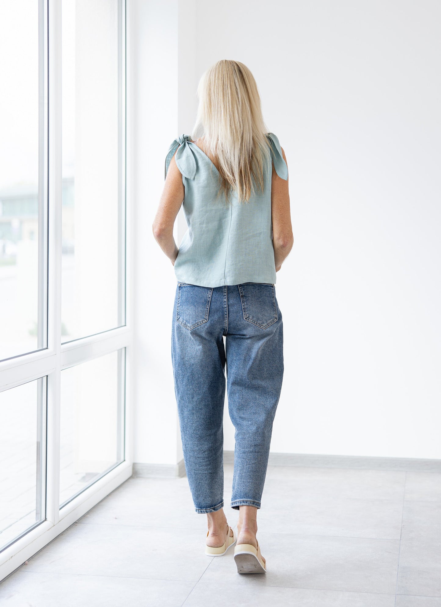 Blue linen blouse