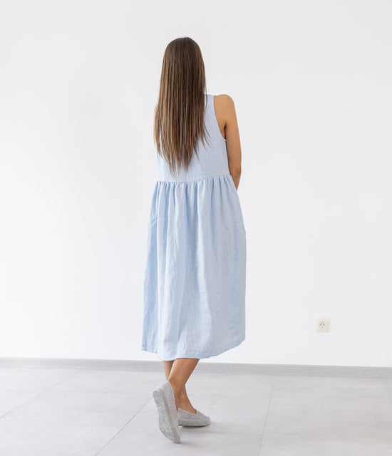 Load image into Gallery viewer, Light Blue Linen dress
