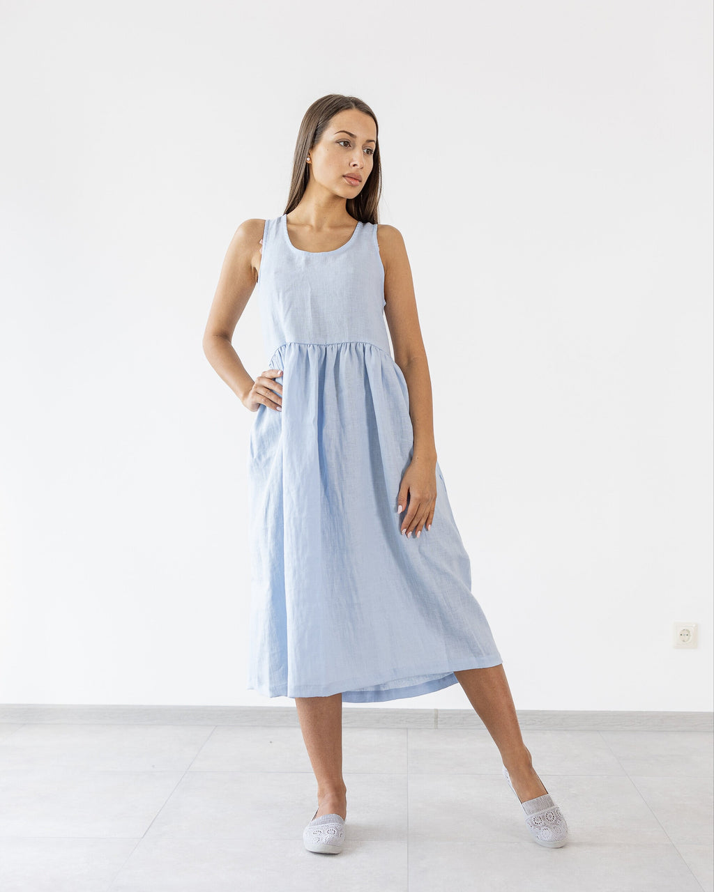 Minimalistic Linen Midi Dresses Eve