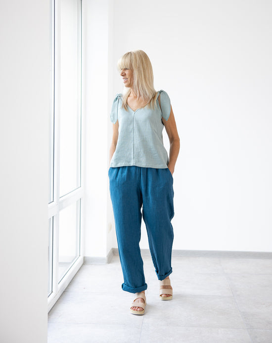Crew Clothing Mayla Linen Trousers - Navy | very.co.uk