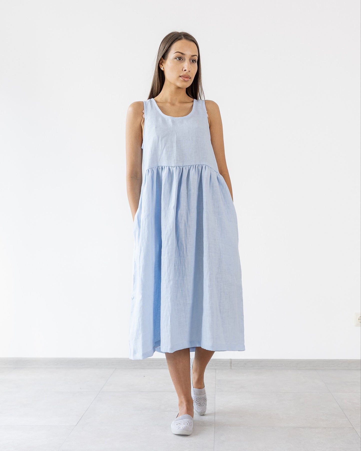 Minimalistic Linen Midi Dresses Eve | Highest Quality Handmade Clothing MinimalisticLinen Minimalistic Linen Midi Dresses Eve | Highest Quality Handmade Clothing MinimalisticLinen