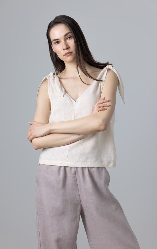 Bow Shoulder linen top