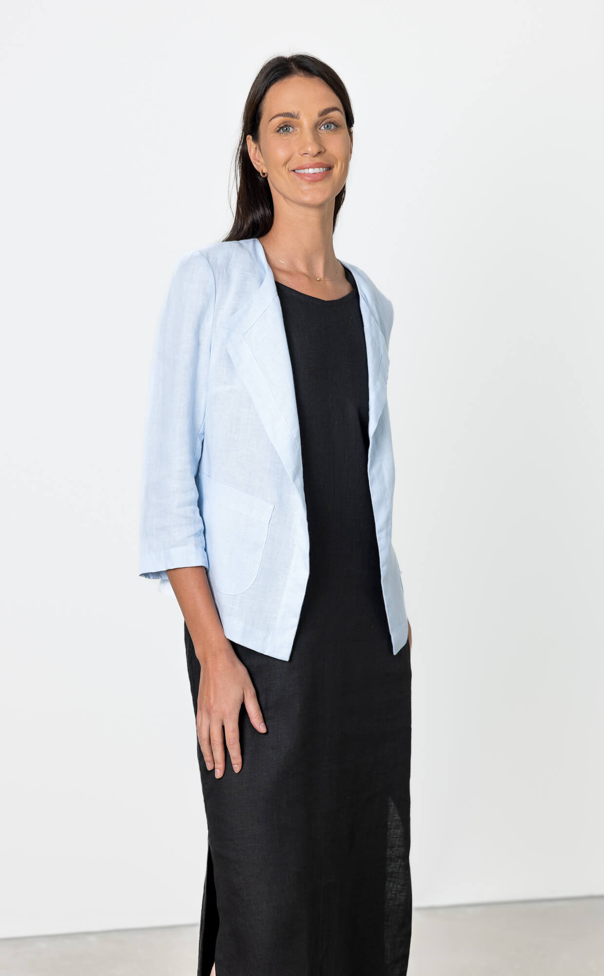 Breathable linen jacket for women blue