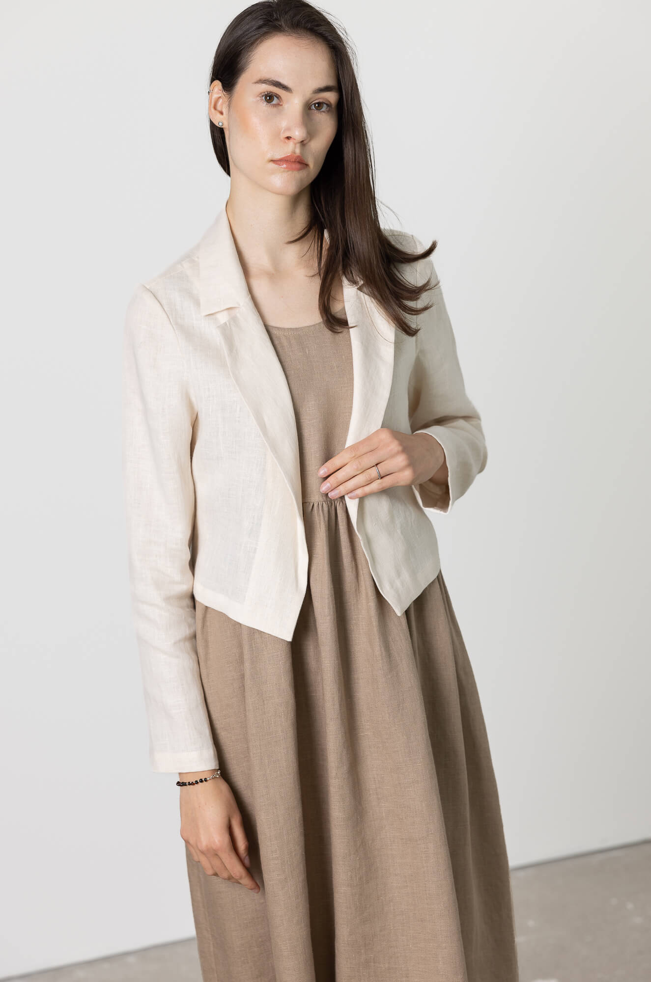 Eco-friendly linen cropped jacket made from certified linen