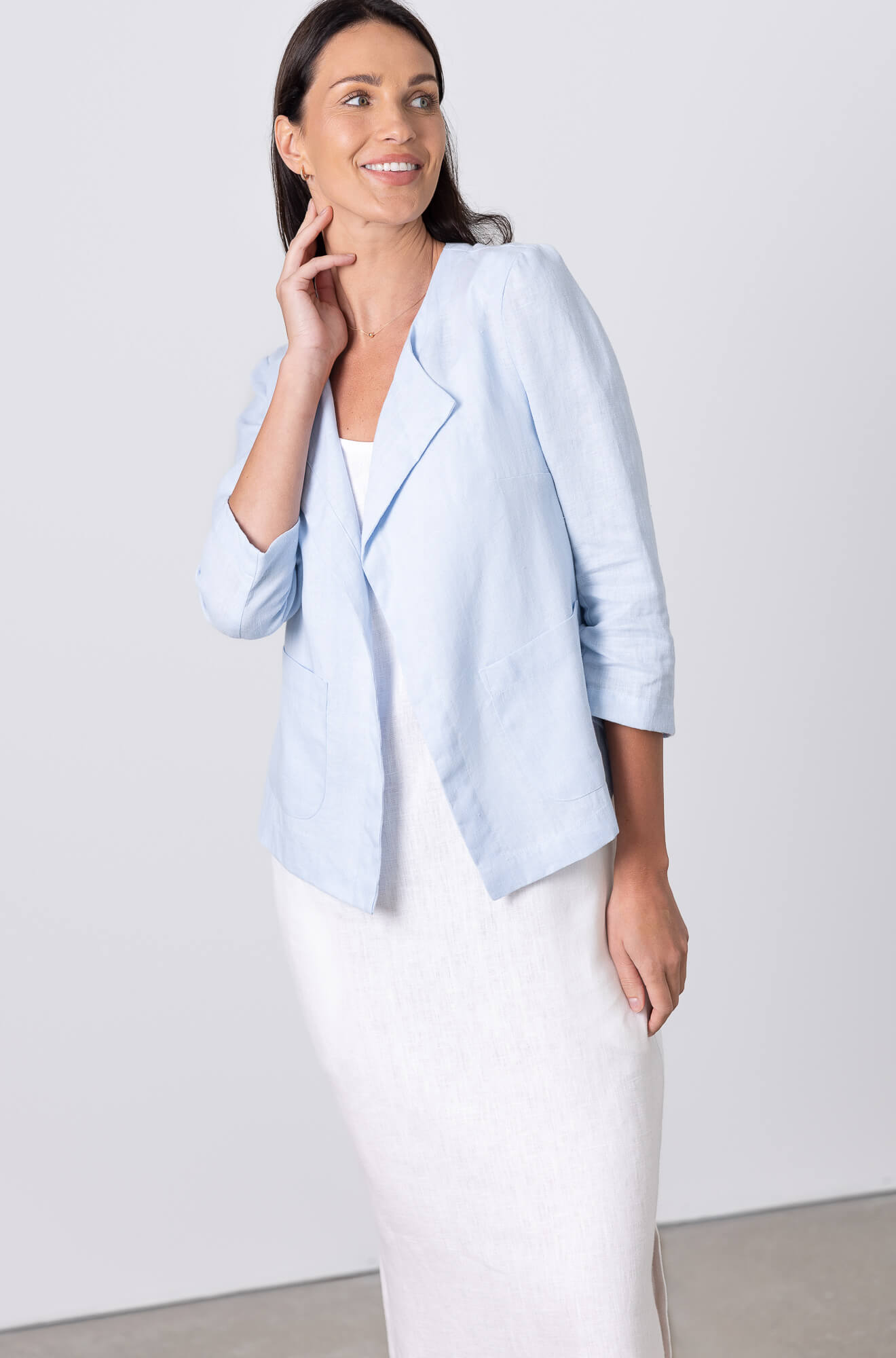 Handmade linen jacket blue