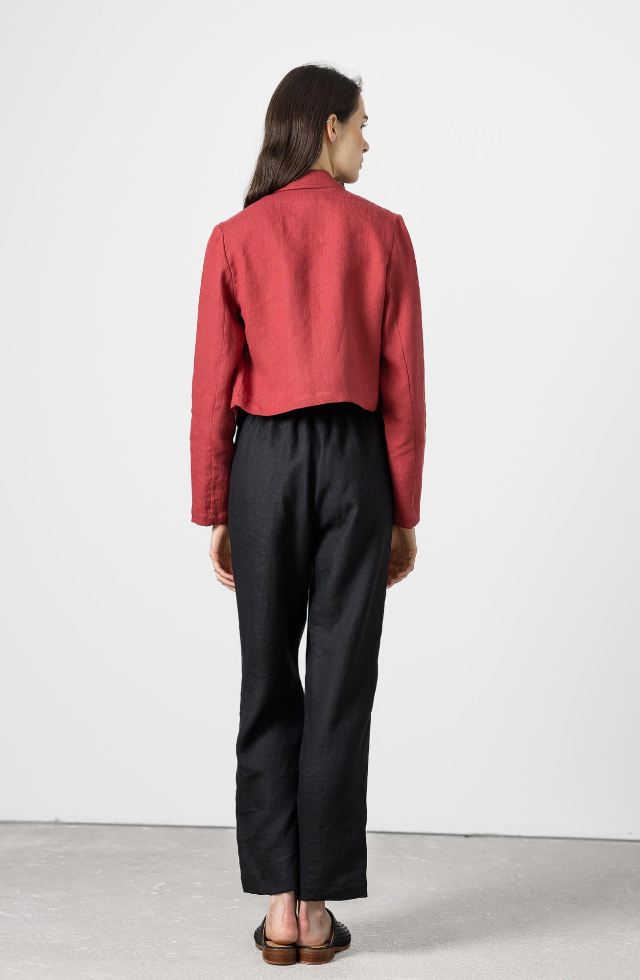 Women classic linen jacket breathable material