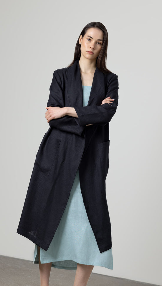 Linen Cardigan Black