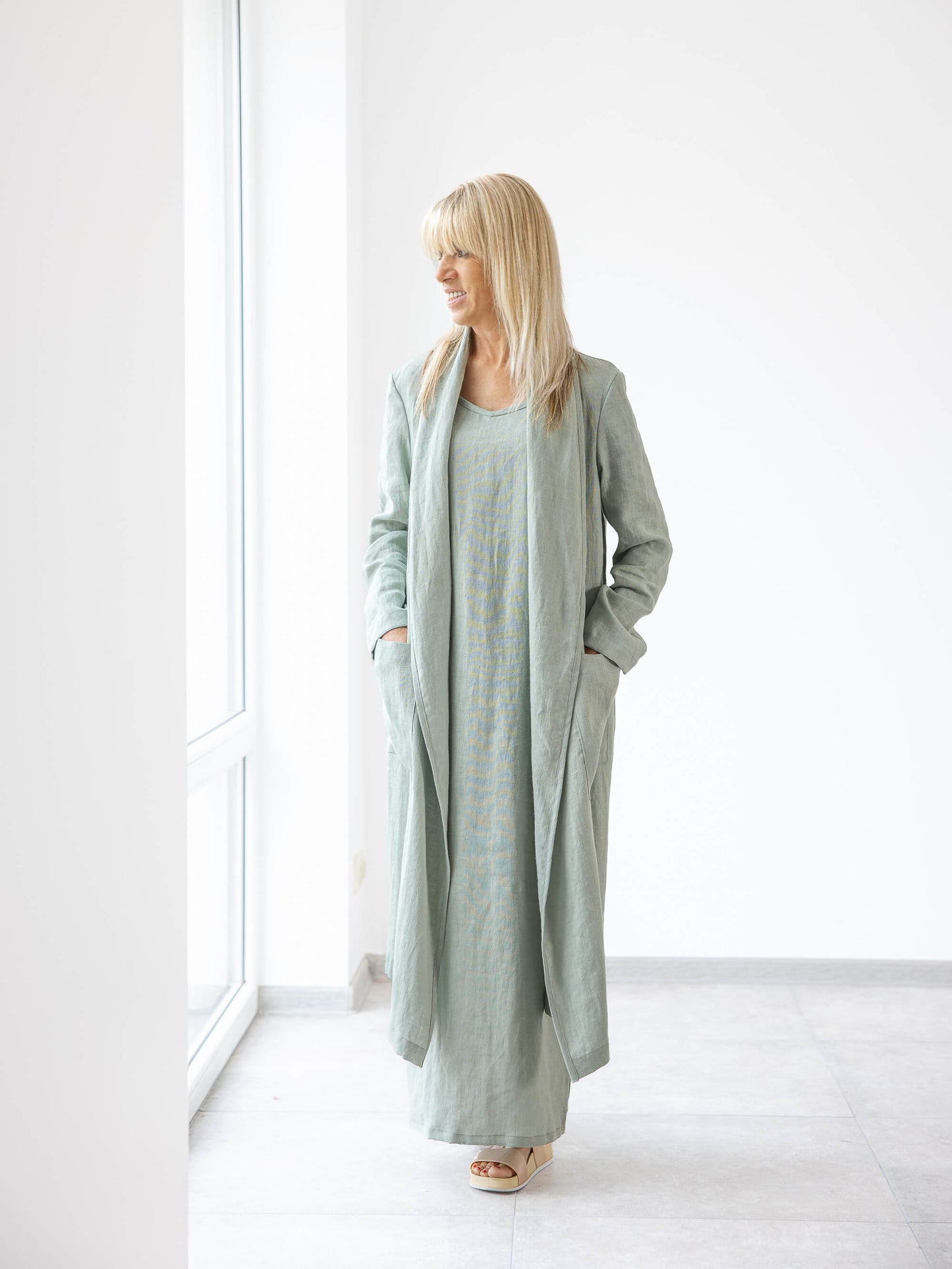Linen long cardigan for women