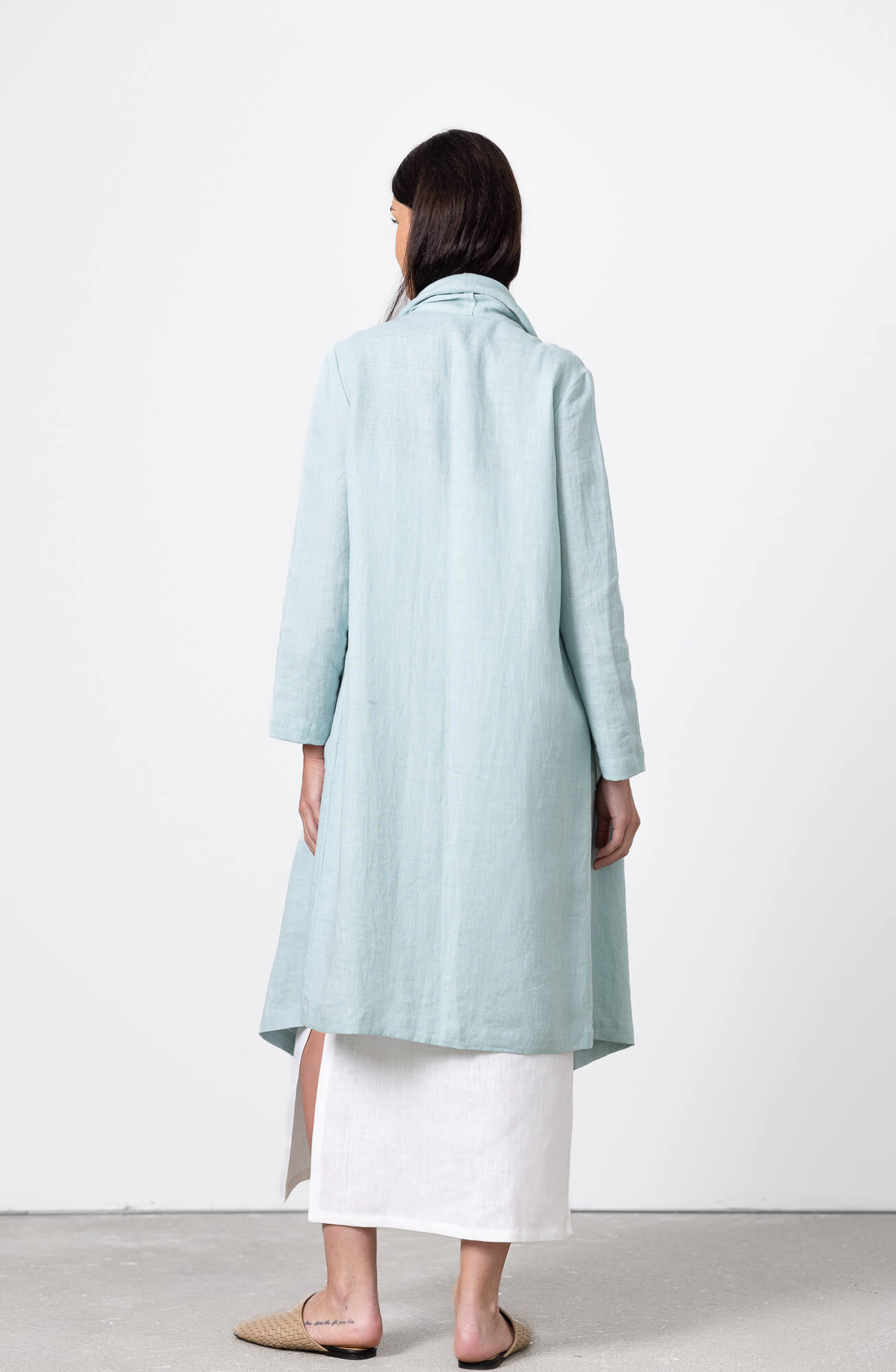 mint linen long cardigan women soft natural fabric look