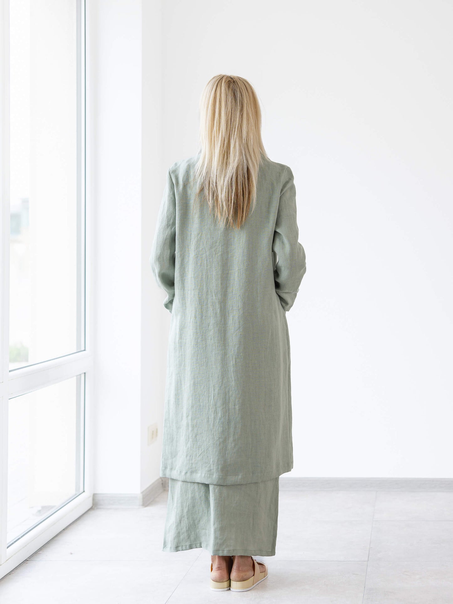 Linen long jacket for women