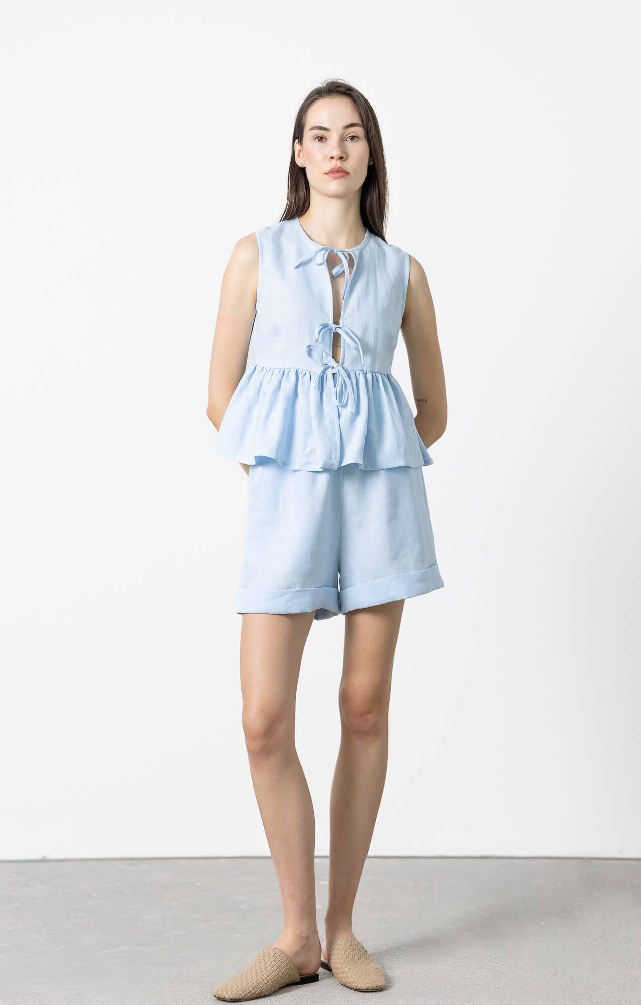 Linen shorts with rolled cuffs designed for everyday comfort and style