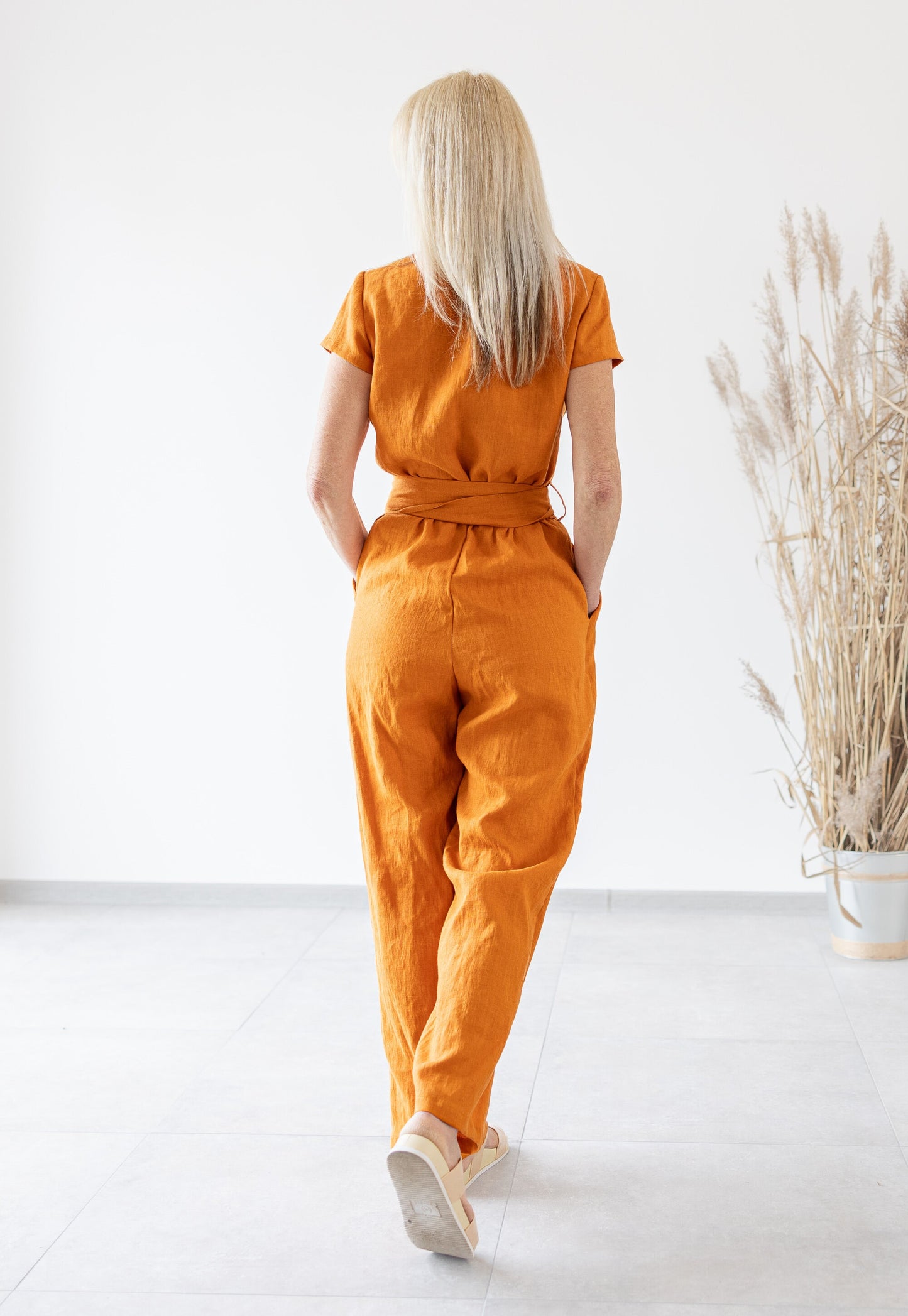 Linen Formal jumpsuit orange