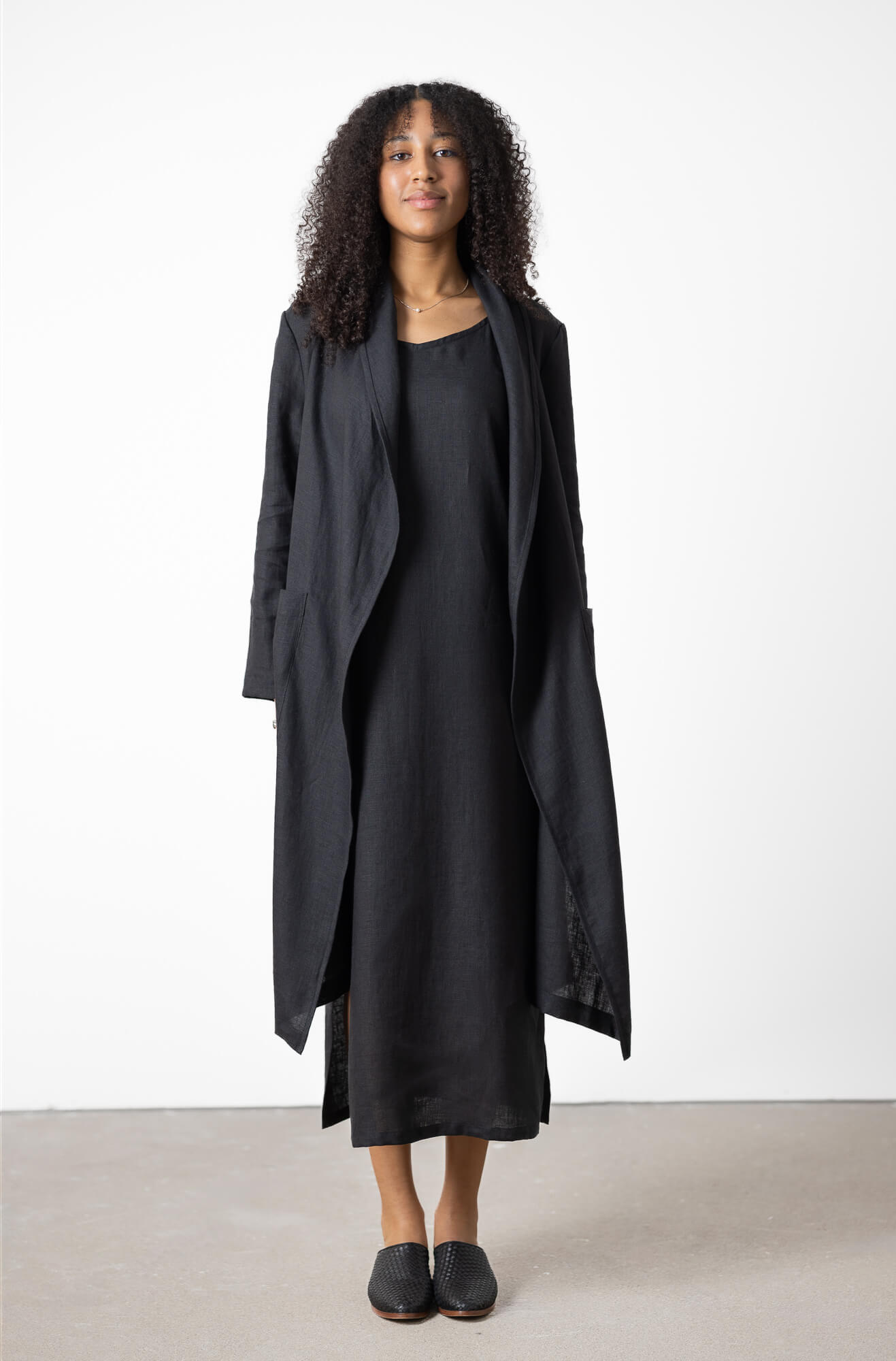 Long linen duster jacket