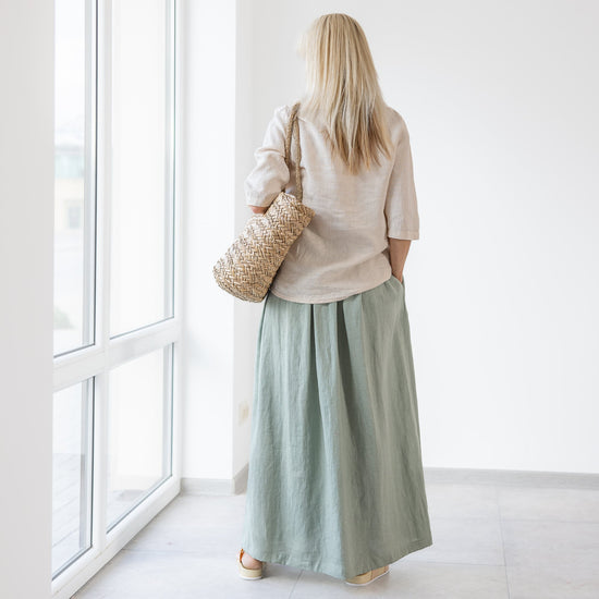 Load image into Gallery viewer, Summer long linen skirt and linen blouse
