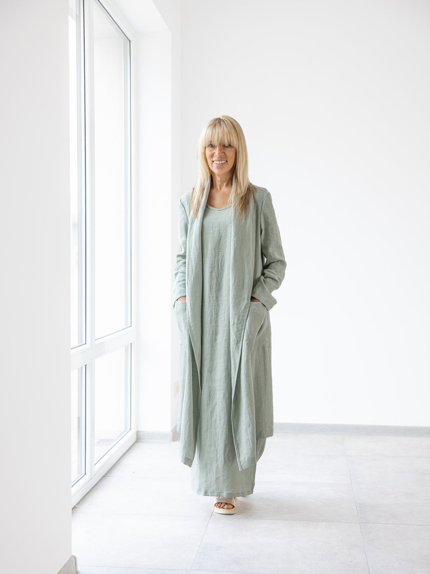 Women's Long Linen Cardigan / Handmade, High-Quality Linen