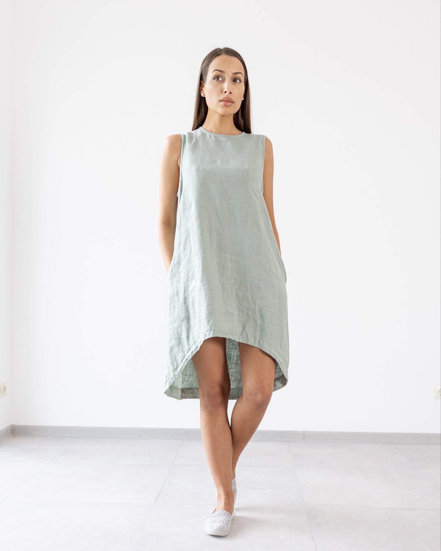 Highest Quality Casual Linen Midi Dress Verona | MinimalisticLinen Highest Quality Casual Linen Midi Dress Verona | MinimalisticLinen