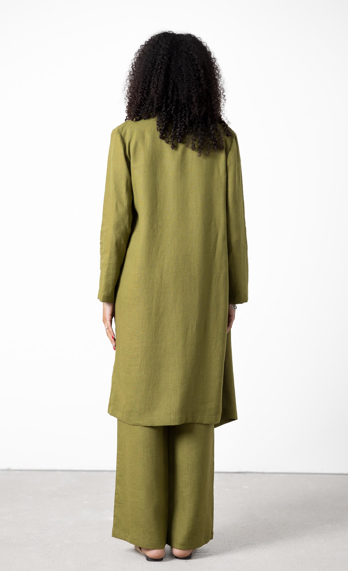 Scandinavian style long linen cardigan women
