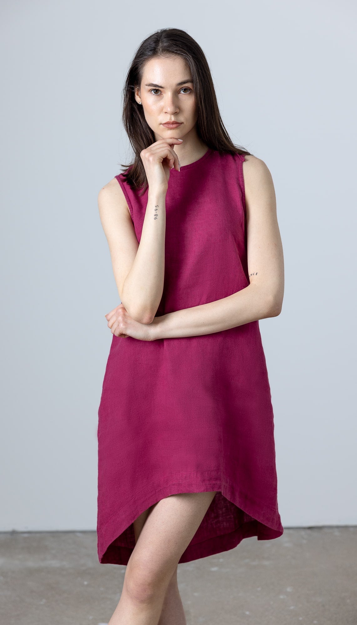 Purple A Line Shift Dress Verona by MinimalisticLinen