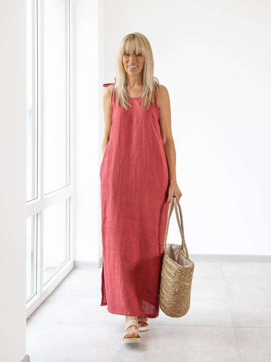 8397 Linen Dress for Women Italian style Linen Sleeveless flare dress –  Claudio Milano