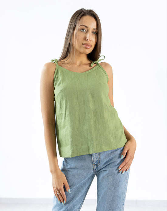 Load image into Gallery viewer, Women linen top green
