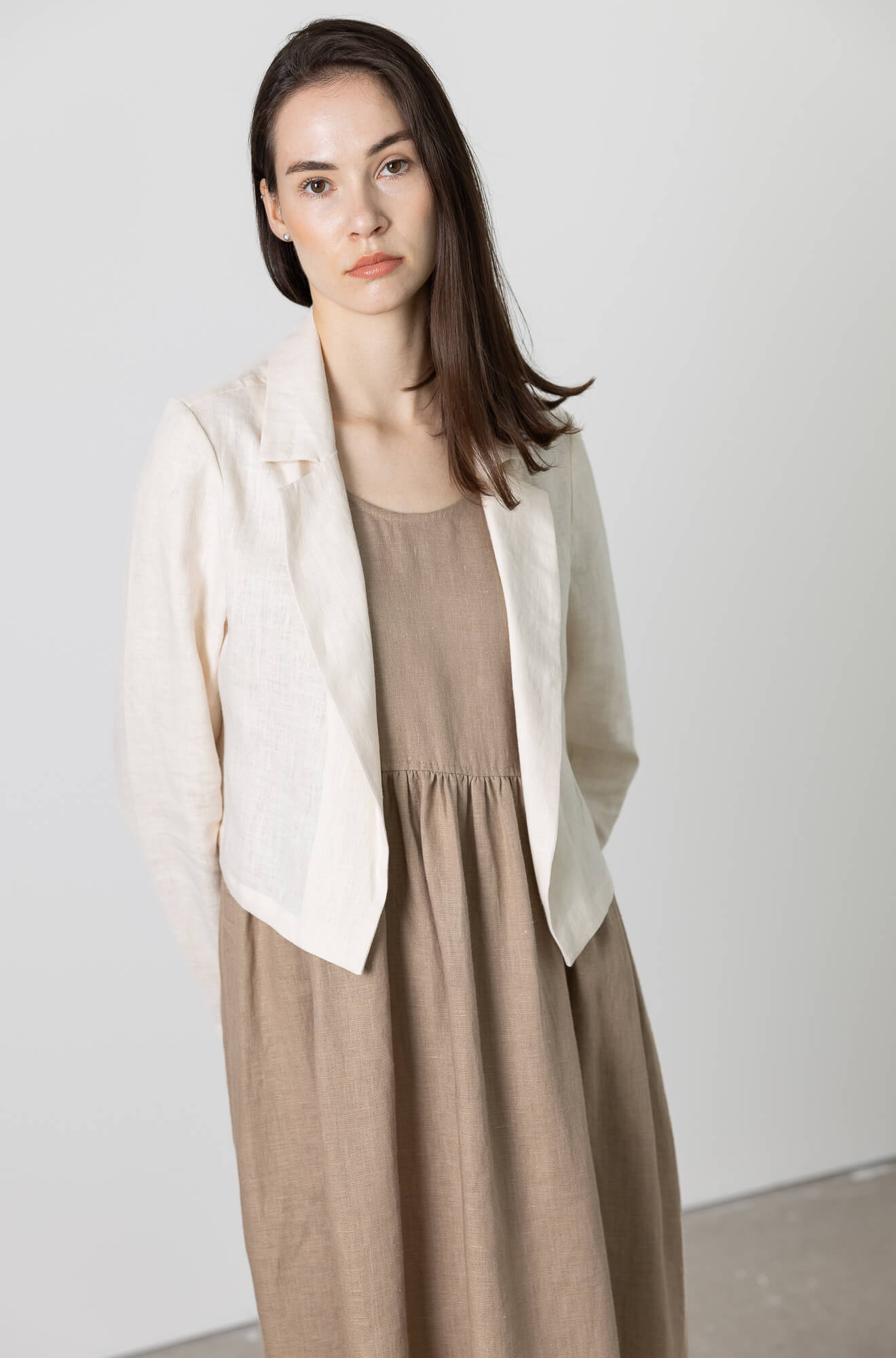 Soft linen cropped jacket perfect for spring and summer outfits