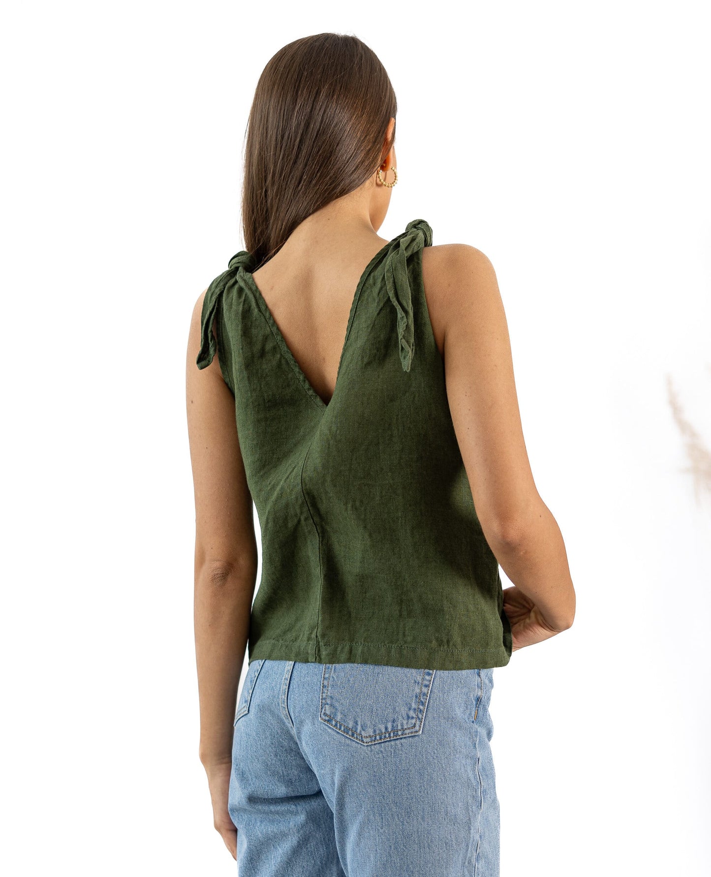 Load image into Gallery viewer, Linen crop top green
