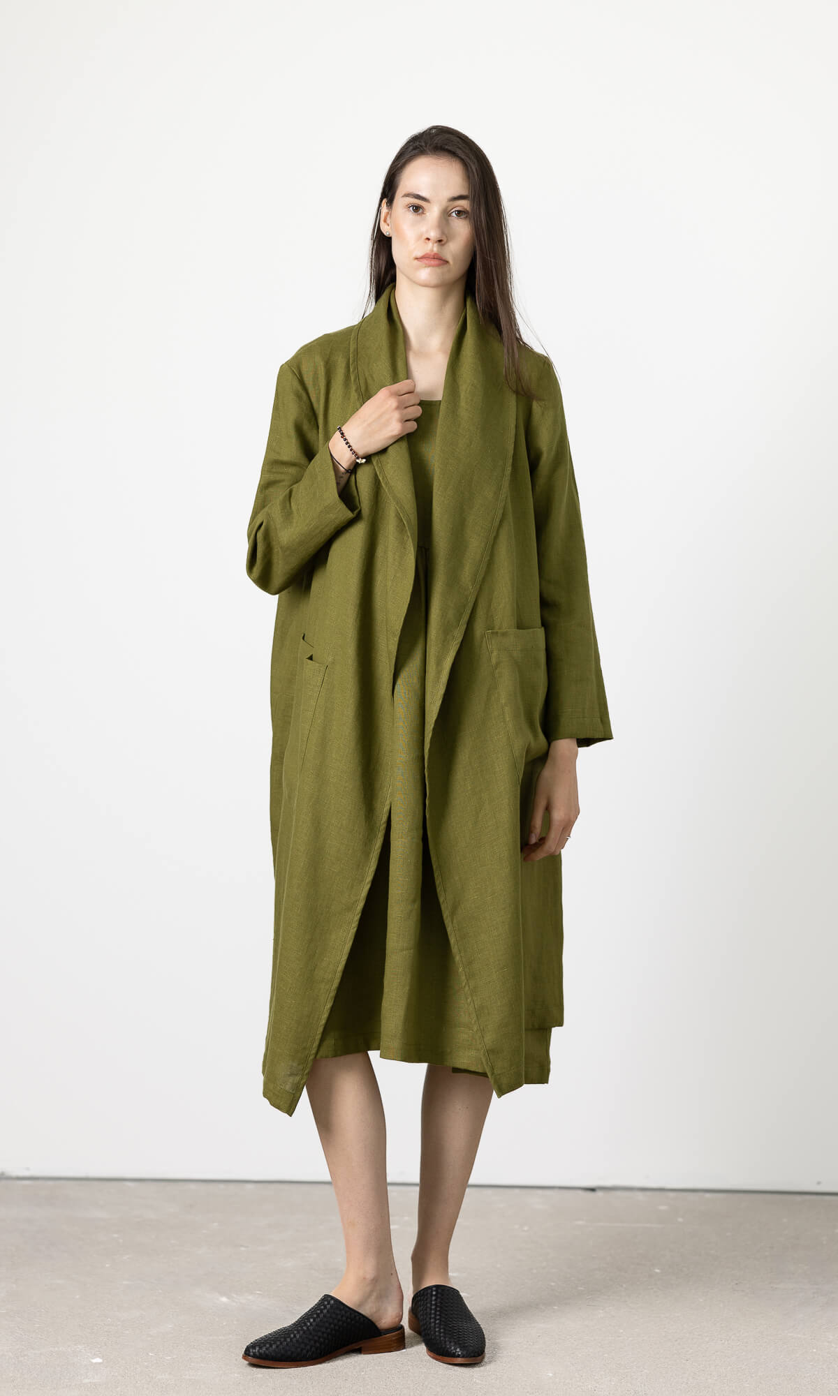 Women duster cardigan made from breathable linen fabric