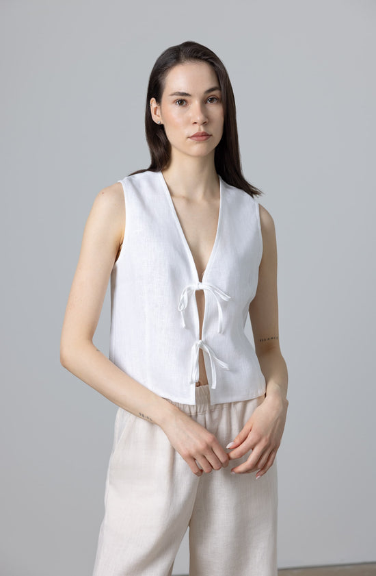 Women White linen top