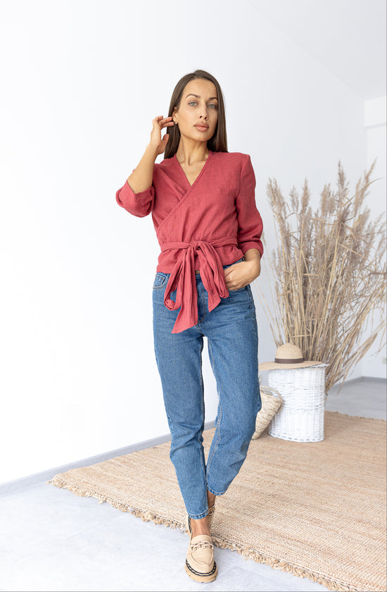 linen blouse wrapped