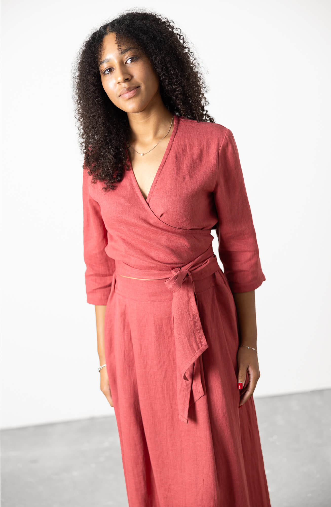 High waisted linen maxi skirt with flattering feminine fit
