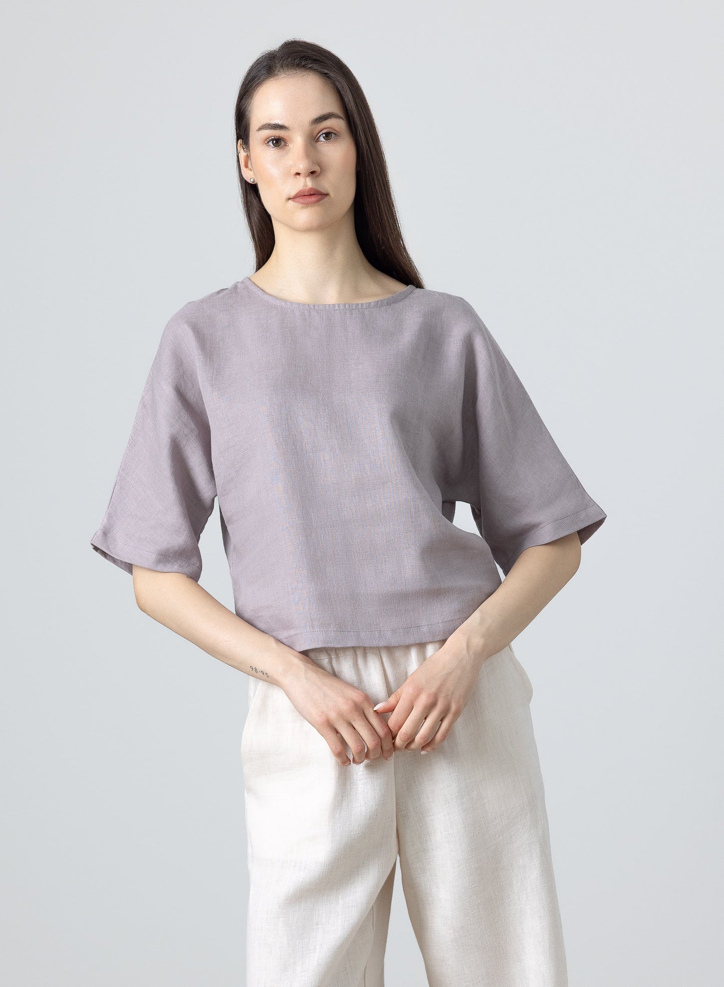Linen blouse womens – cropped linen top in natural breathable fabric