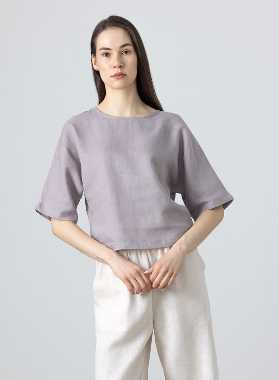 Linen blouse womens – cropped linen top in natural breathable fabric