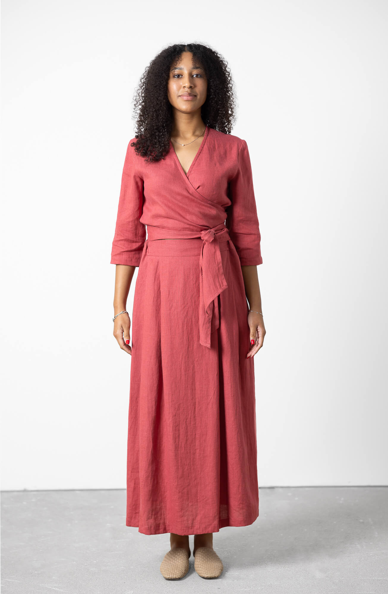 Women's linen maxi skirt handmade from breathable European linen