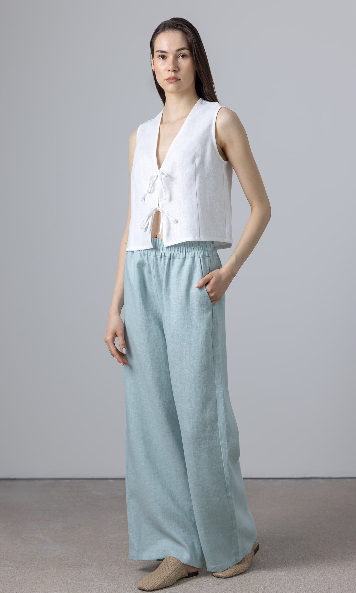 linen pants vest set