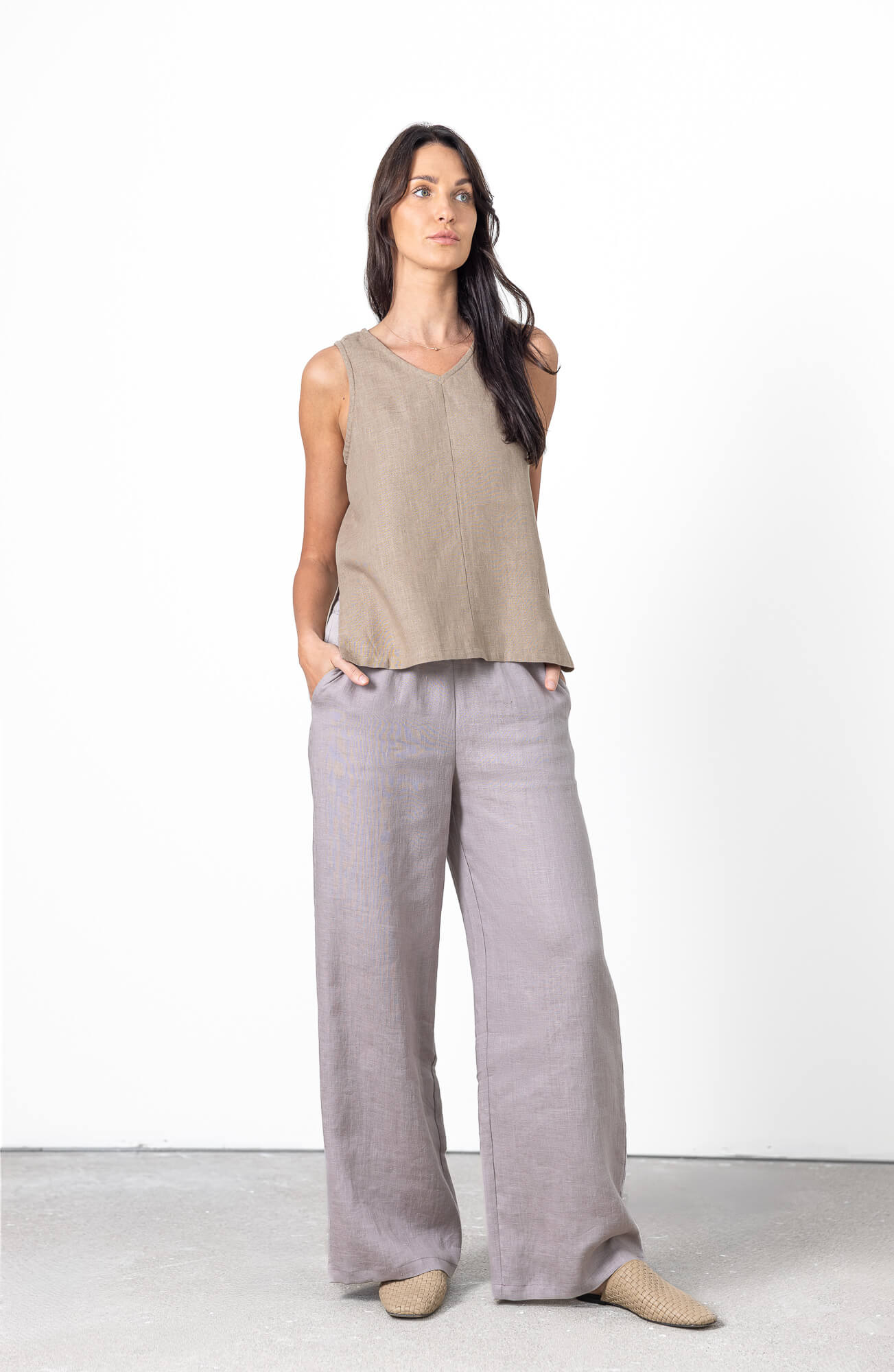Sleeveless linen blouse Naomi by Minimalisticlinen, elegant womens linen tank top for summer outfit