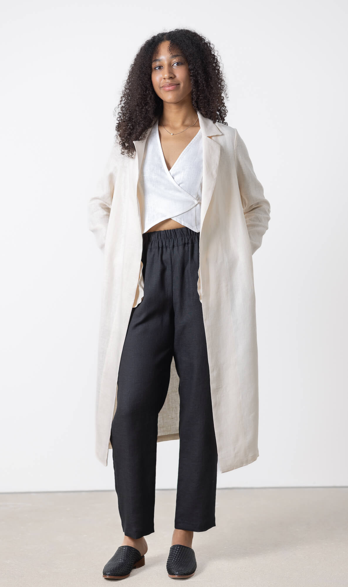 long lightweight linen cardigan with clean lines