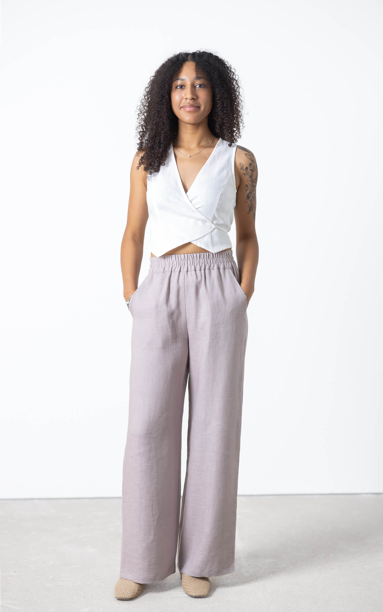 Minimalist summer linen top with lightweight breathable comfort