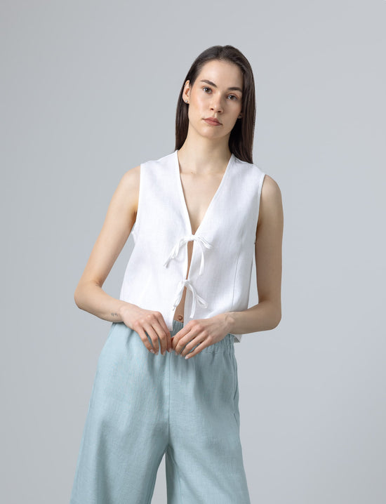 white linen vest